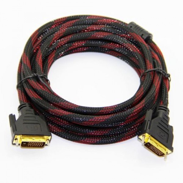 5m DVI-D to DVI-D Cable Braided Gold Plated High Quality DVI Male Dual Link
